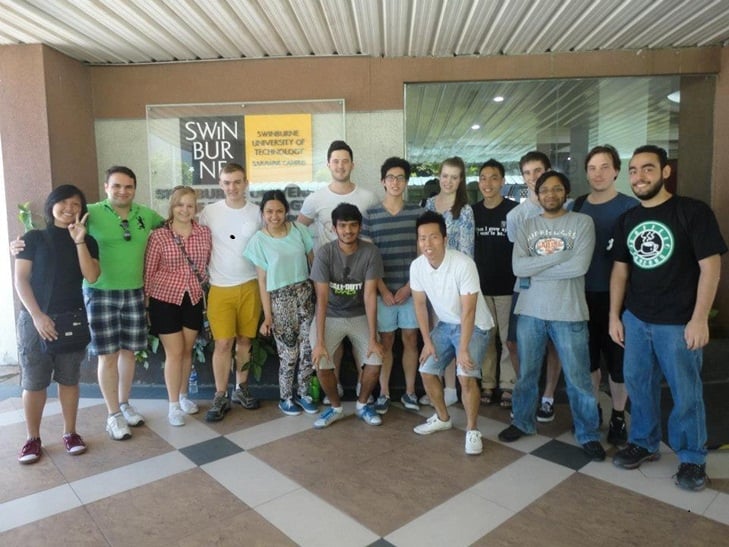 Students from Swinburne University of Technology in Australia with their Malaysian counterparts in Kuching.